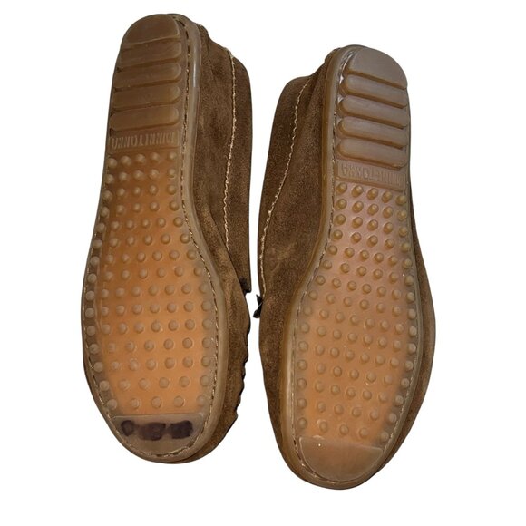 Minnetonka Womens Brown Suede Moccasins With Leopard Print Accent Size 9 - Picture 5 of 13